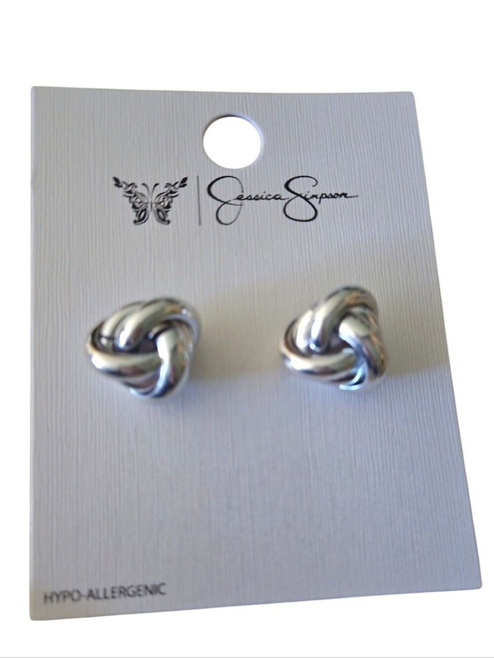 Jessica Simpson Silver Knot Stud Earrings